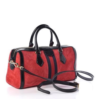 Gucci Suede Patent Web Medium Ophidia Boston Hibiscus Red Black 3 of 16