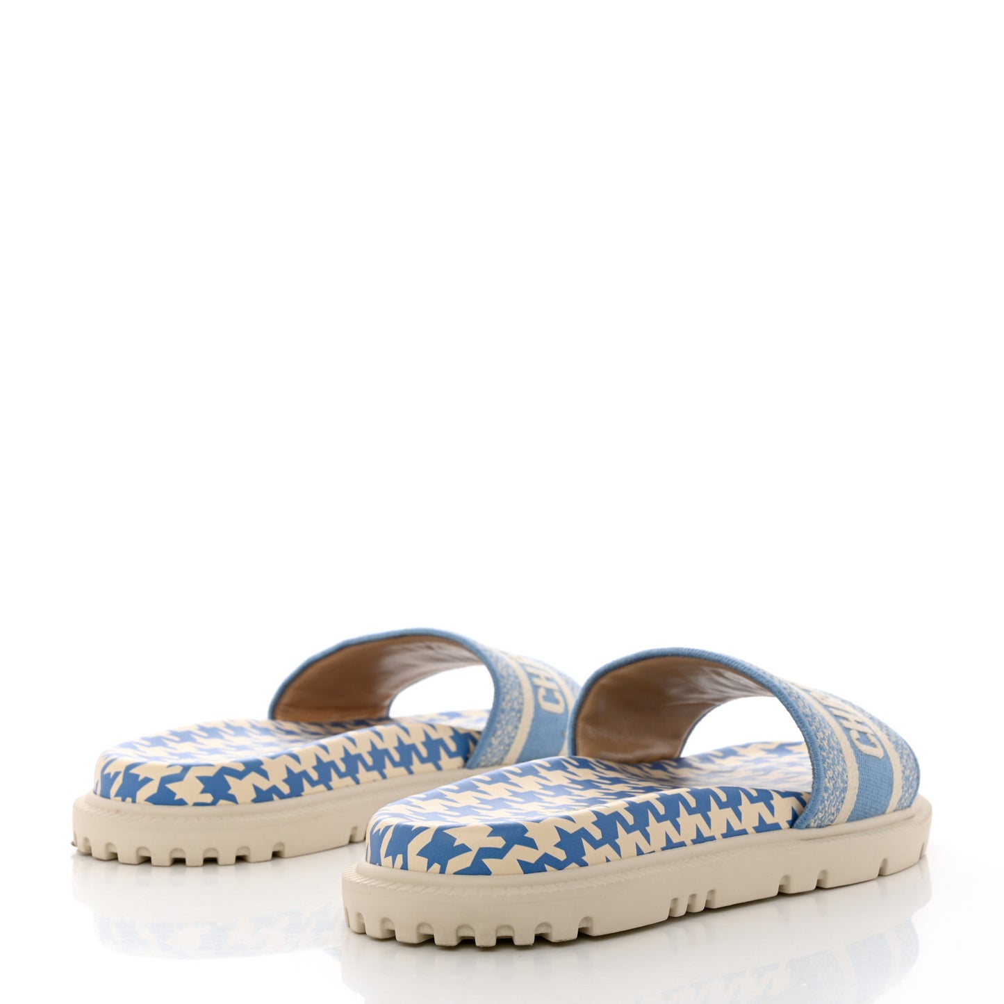 Micro PDP Cotton Houndstooth Embroidered Dway 10mm Slide Sandals 40 Cornflower
