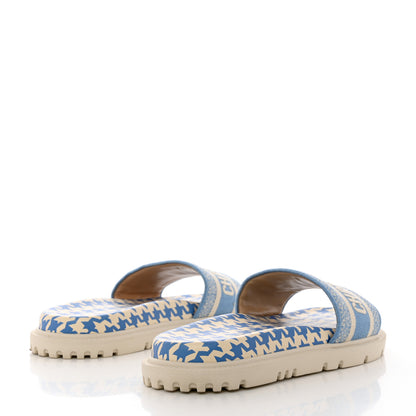 Christian Dior Micro PDP Cotton Houndstooth Embroidered Dway 10mm Slide Sandals 40 Cornflower 4 of 8