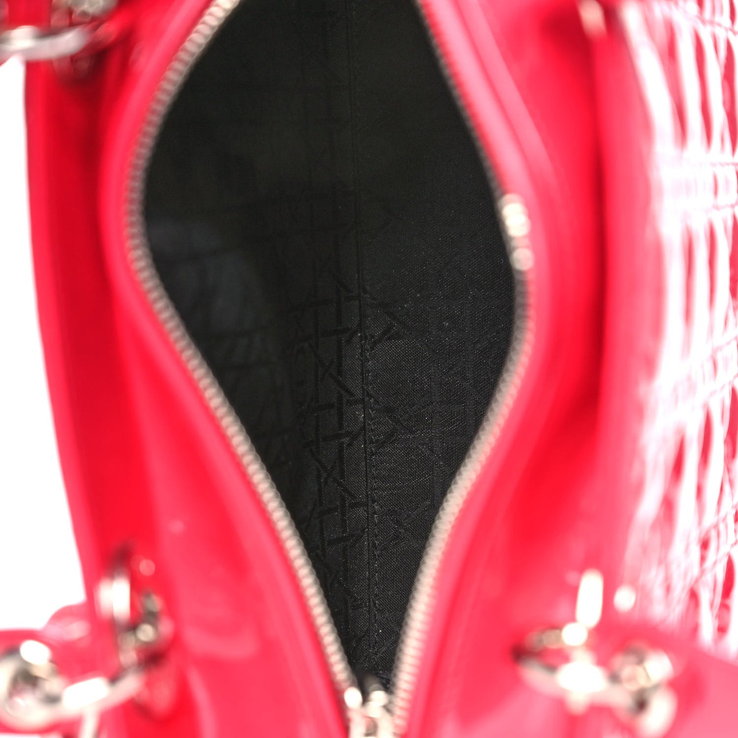 Patent Cannage Medium Lady Dior Red