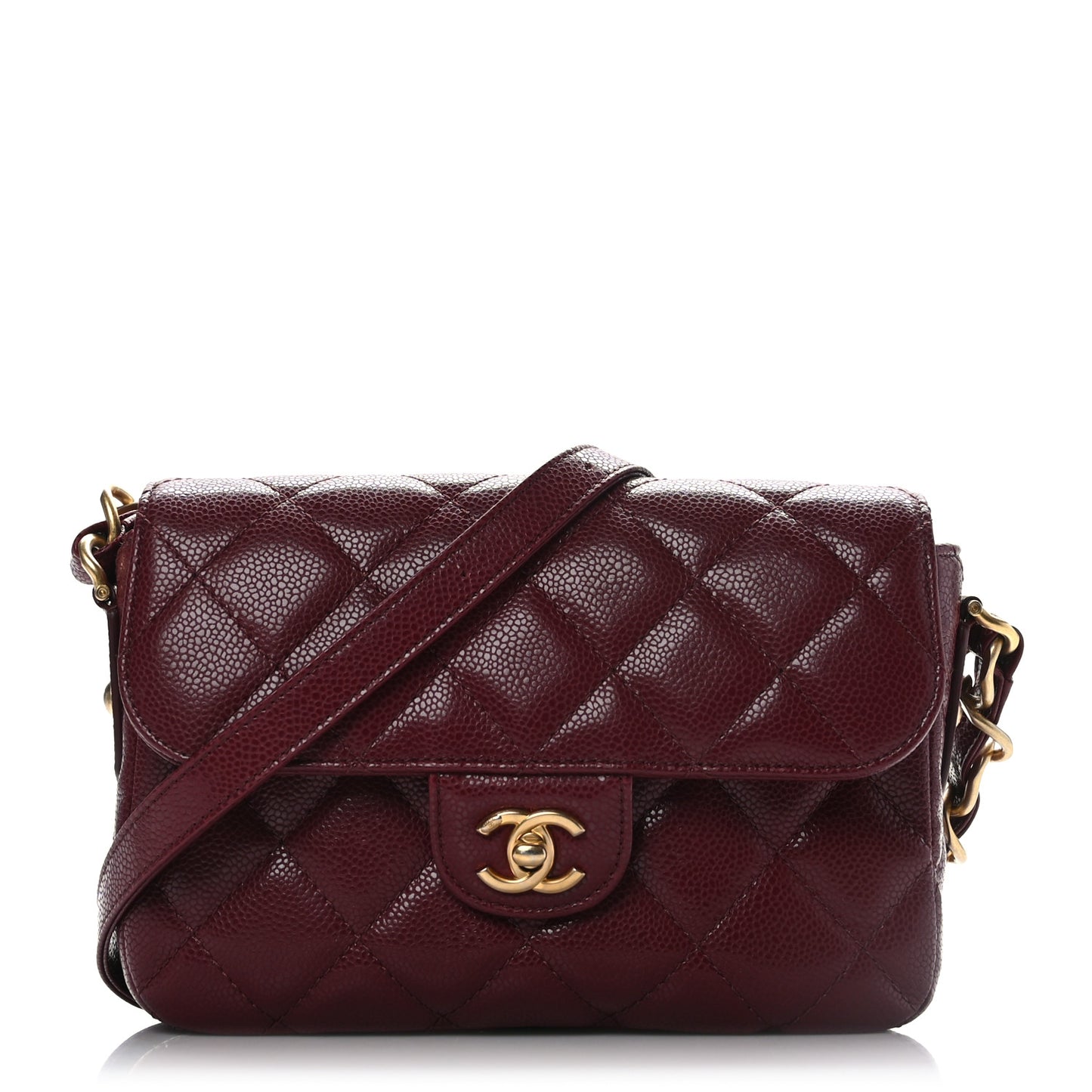 Caviar Quilted Small Messenger Flap Burgundy