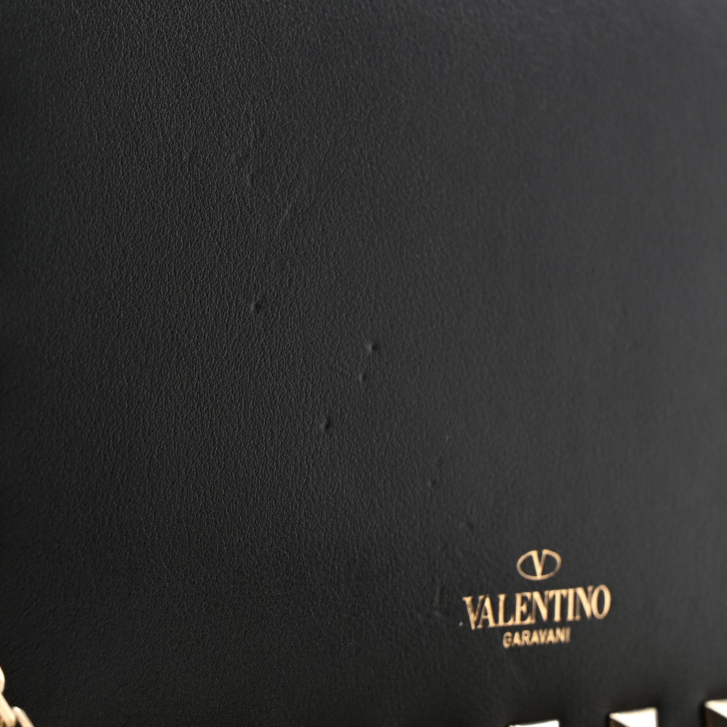 Vitello Mini Rockstud Wallet on Chain Black
