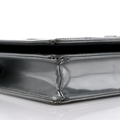 Christian Dior Metallic Patent Micro-Cannage Diorama Wallet on Chain Pouch Silver 7 of 12