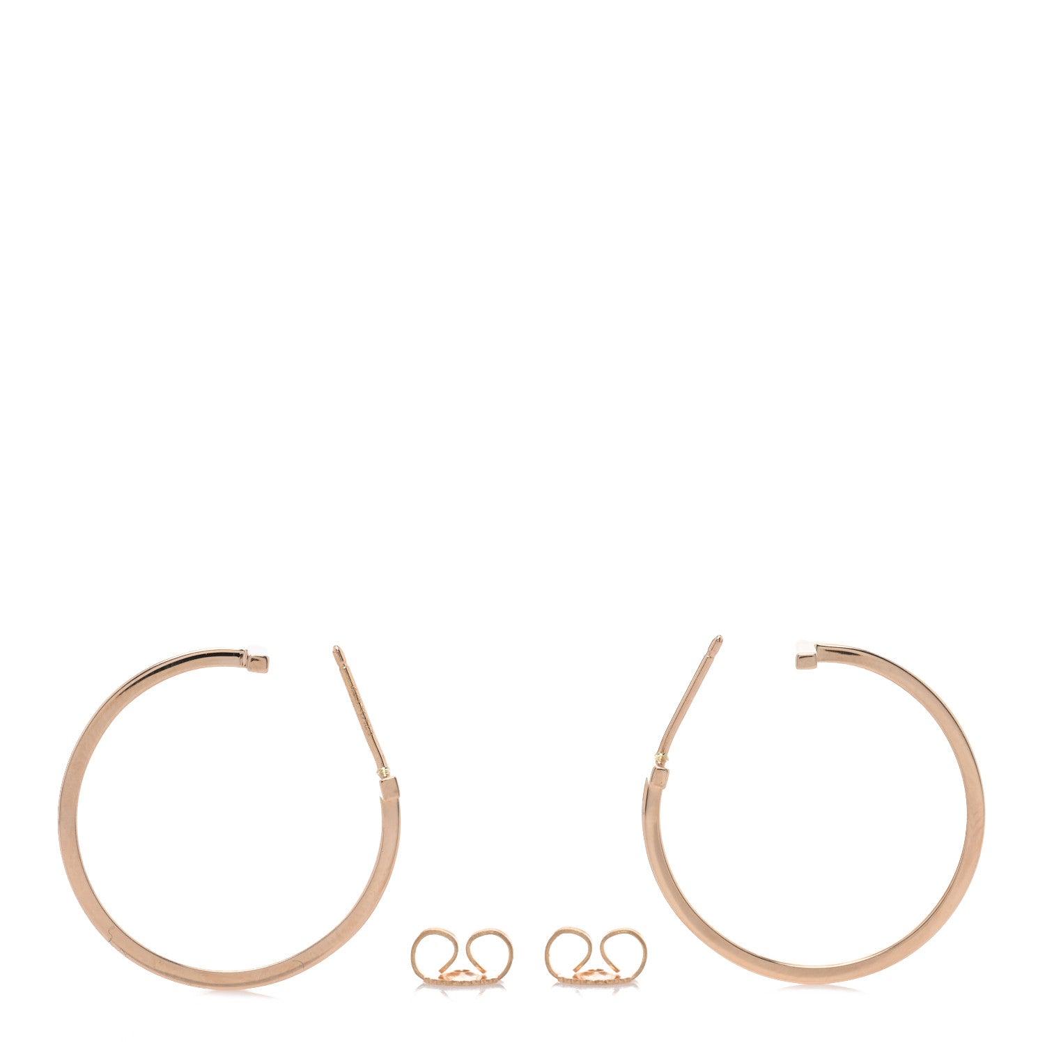 Tiffany 18K Rose Gold Medium T Wire Hoop Earrings 3 of 4