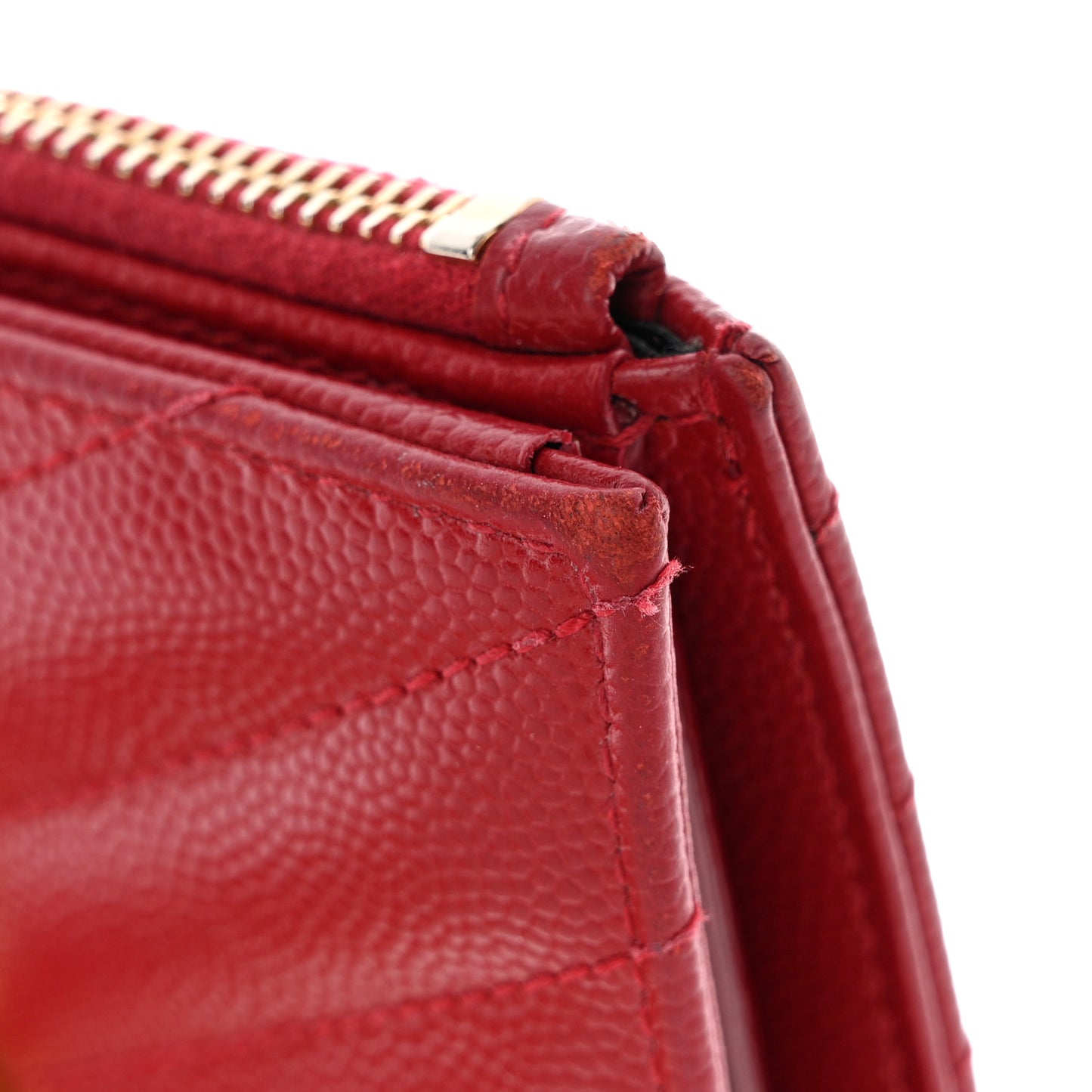 Grain De Poudre Matelasse Chevron Monogram Zipped Card Case Rouge Eros
