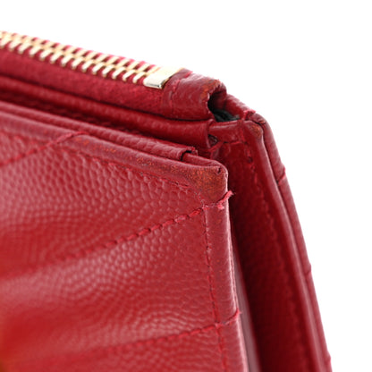 Saint Laurent Grain De Poudre Matelasse Chevron Monogram Zipped Card Case Rouge Eros 12 of 12