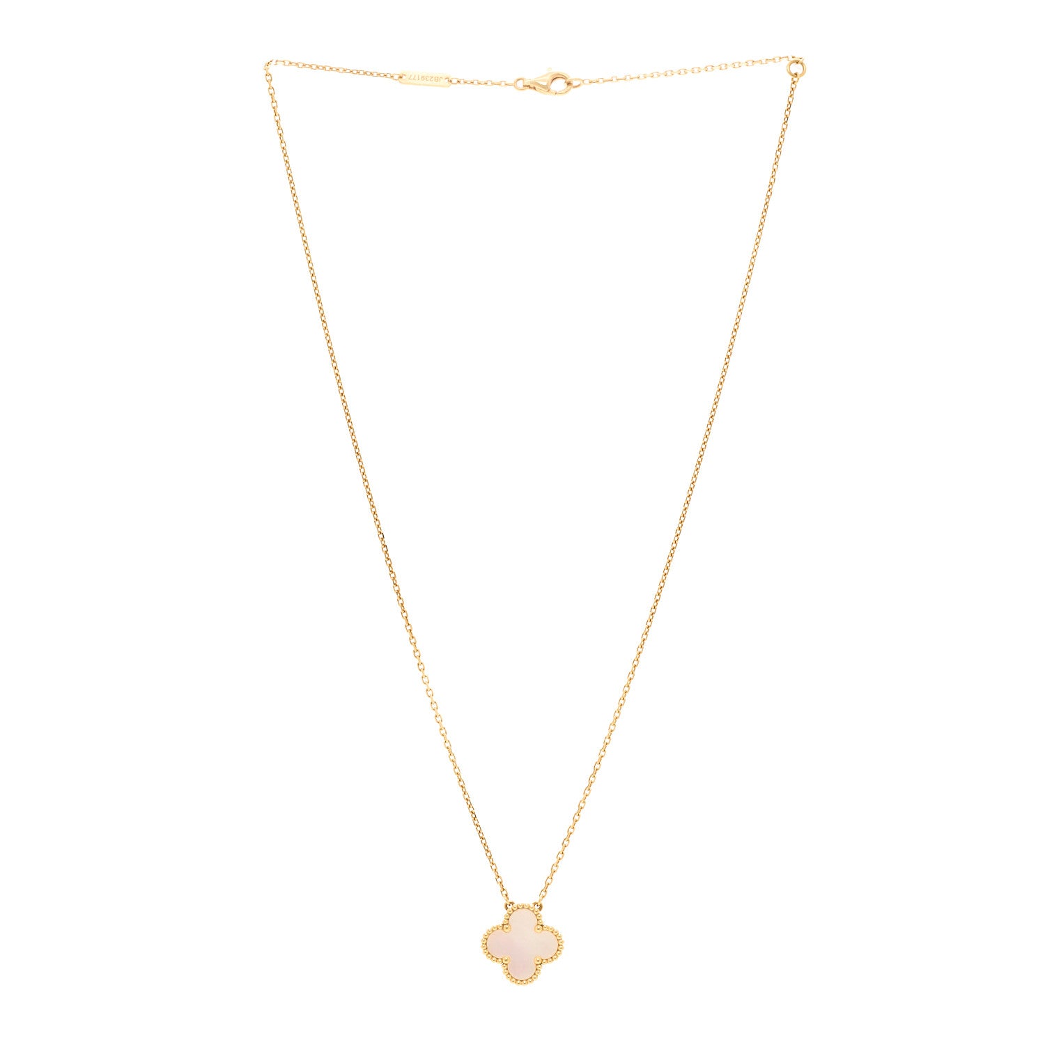 Van Cleef & Arpels 18K Yellow Gold Mother of Pearl Vintage Alhambra Pendant Necklace 3 of 5