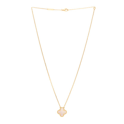 Van Cleef & Arpels 18K Yellow Gold Mother of Pearl Vintage Alhambra Pendant Necklace 3 of 4
