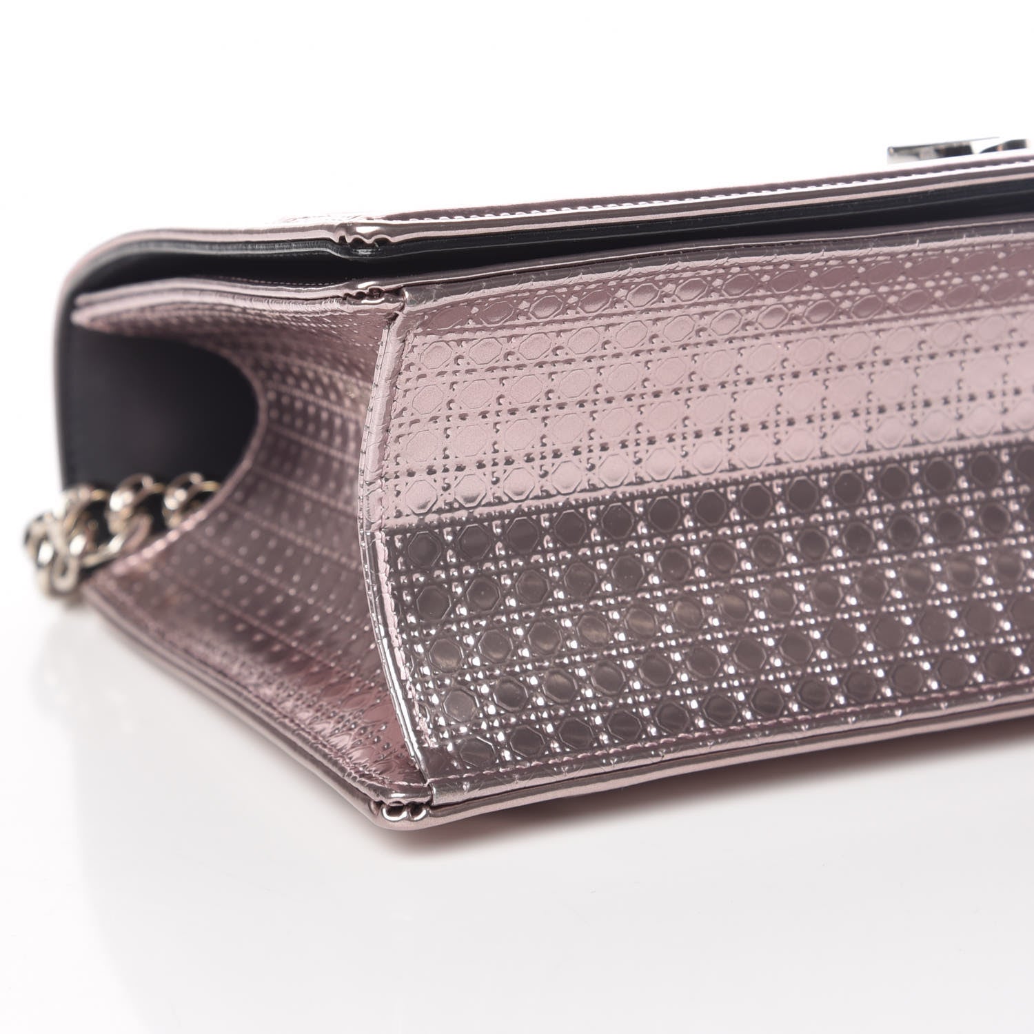 Christian Dior Metallic Patent Micro-Cannage Medium Diorama Flap Bag Pink 7 of 8