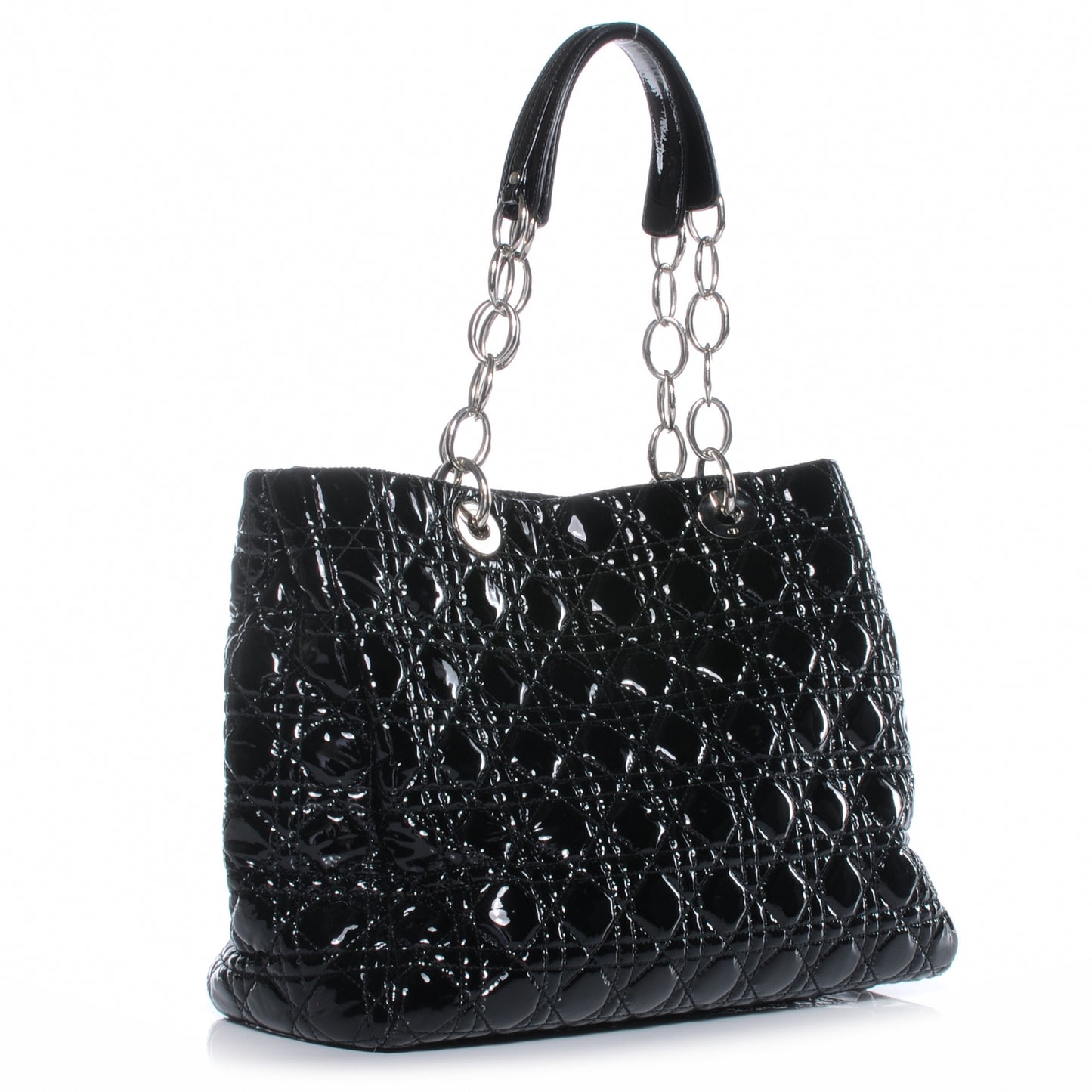 Patent Cannage Dior Soft Shopping Tote Black