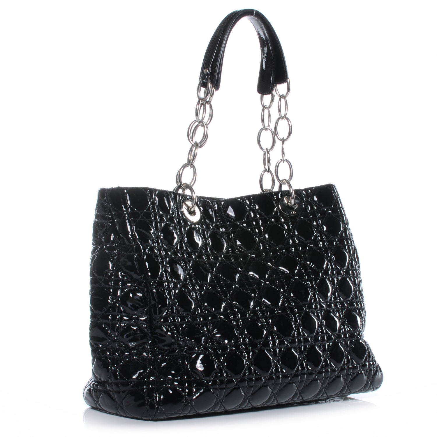 Christian Dior Patent Cannage Dior Soft Shopping Tote Black 3 of 7