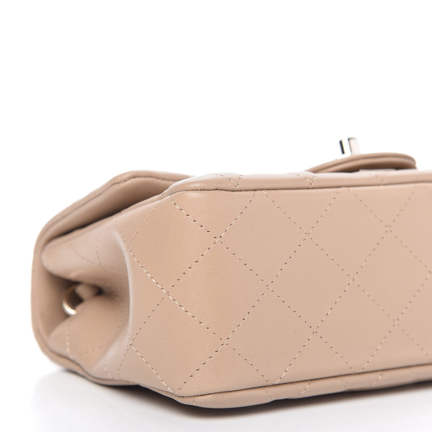 Lambskin Quilted Mini Rectangular Flap Dark Beige