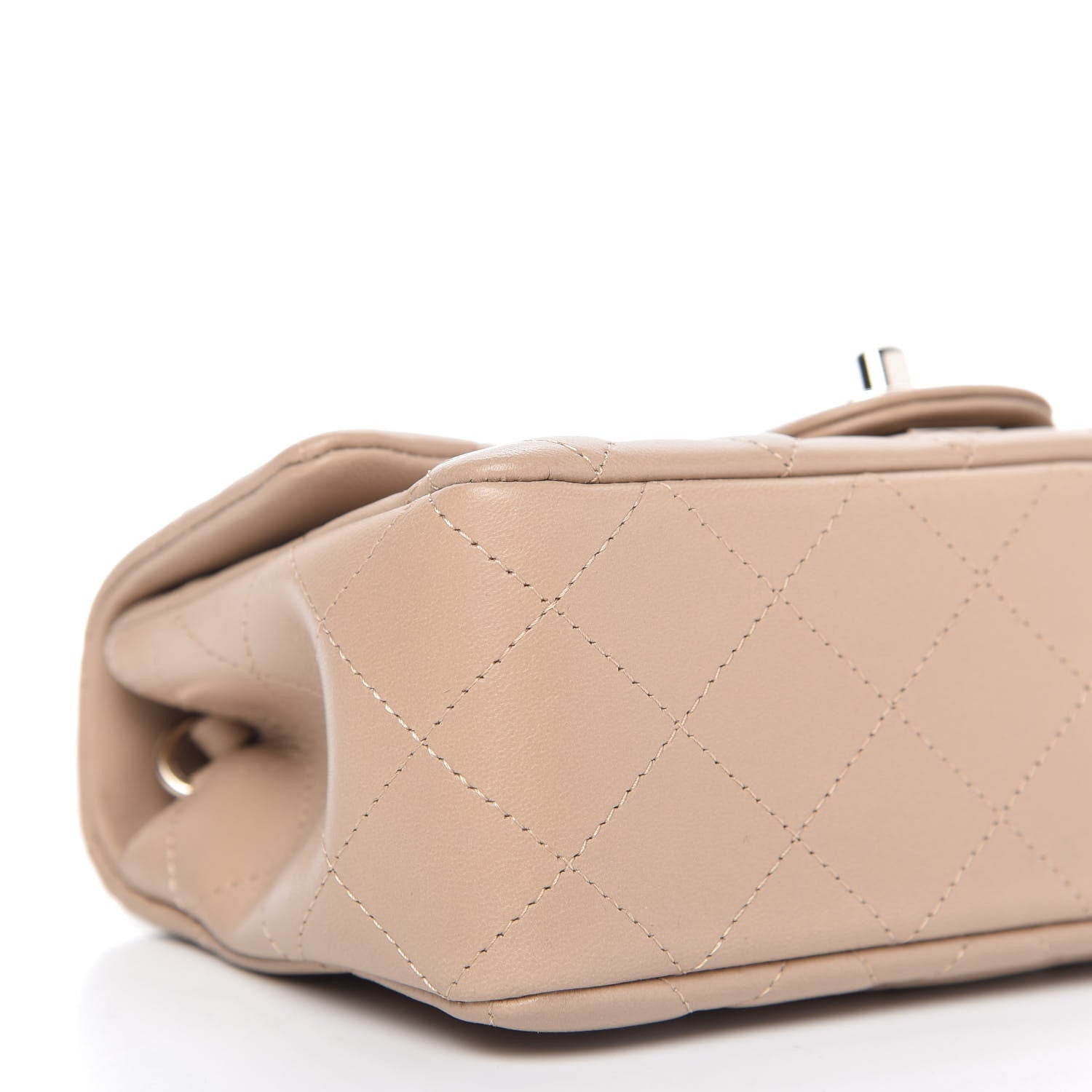 Chanel Lambskin Quilted Mini Rectangular Flap Dark Beige 6 of 12