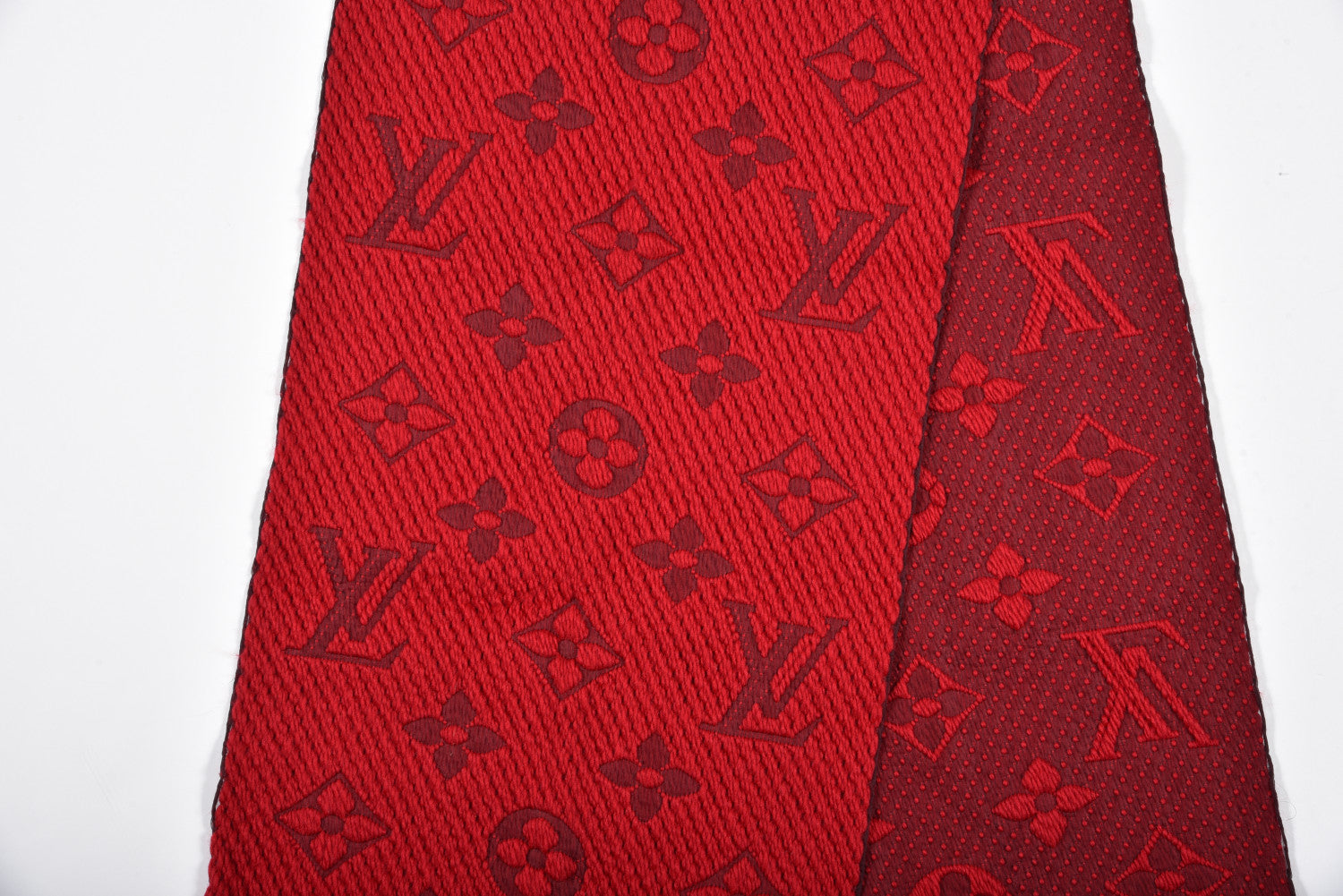 Louis Vuitton Wool Silk Logomania Scarf Rubis 5 of 8