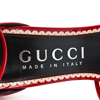 Gucci Patent Crystal Removable Bow Sandals 40 Red 7 of 8