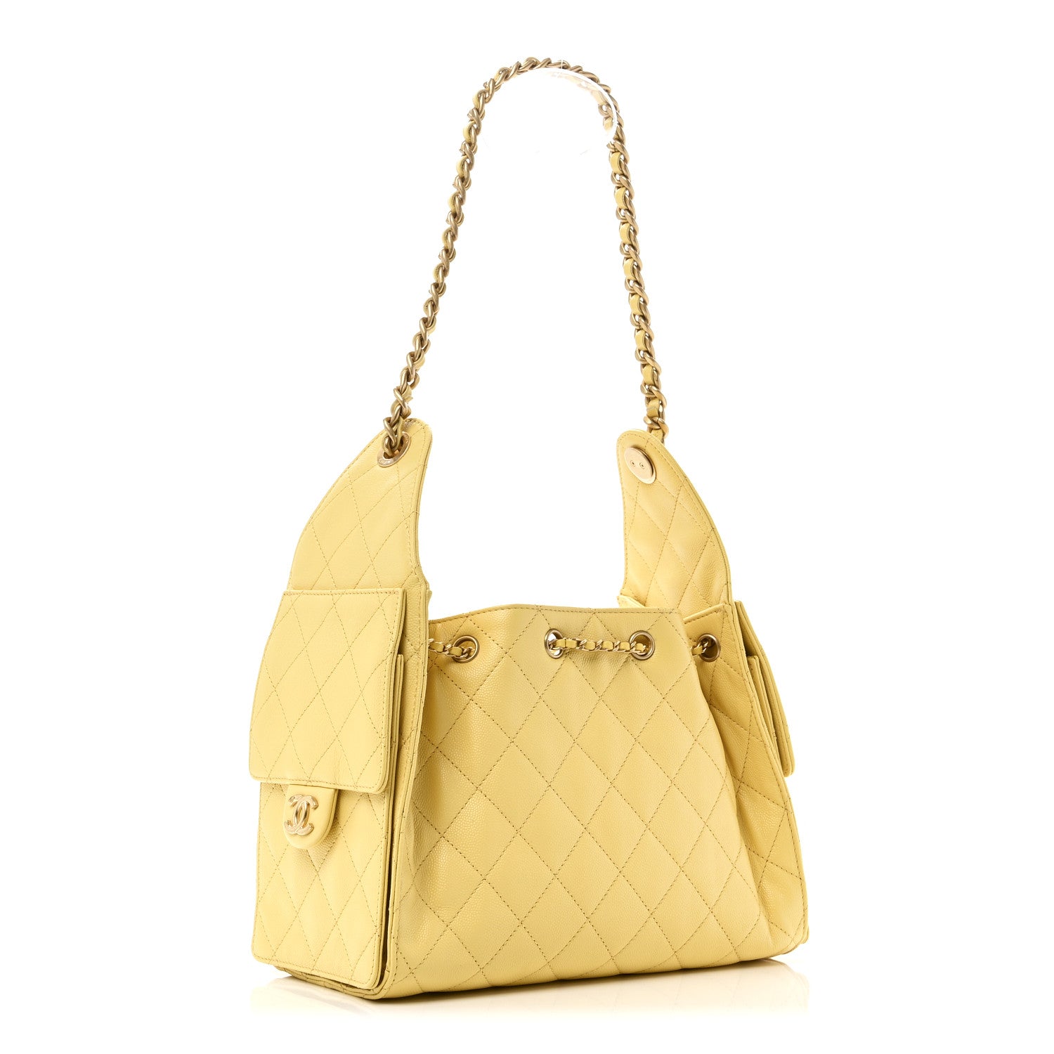 Chanel Caviar Quilted Small Chanel 25 Handbag Light Yellow 1852170