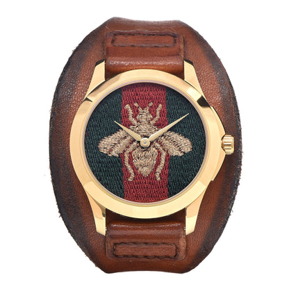 Gucci Stainless Steel Calfskin 38mm Le Marché Des Merveilles Bee Quartz Watch 1 of 7