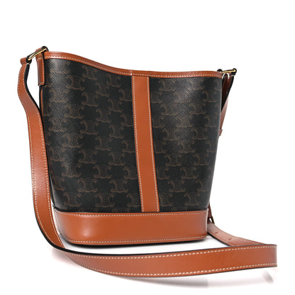 Celine Triomphe Canvas Calfskin Small Bucket Bag Tan 3 of 8