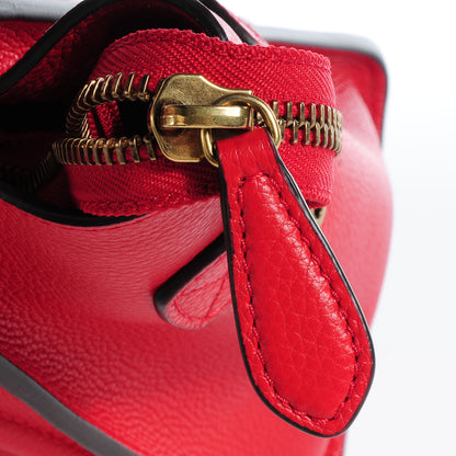Celine Drummed Leather Micro Luggage Coquelicot 9 of 9