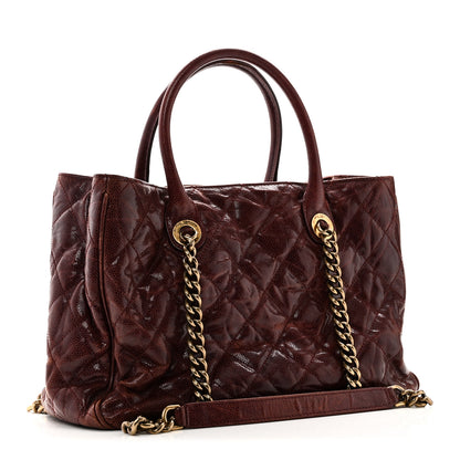 Chanel Glazed Caviar Quilted Small Shiva Tote Burgundy 3 of 10