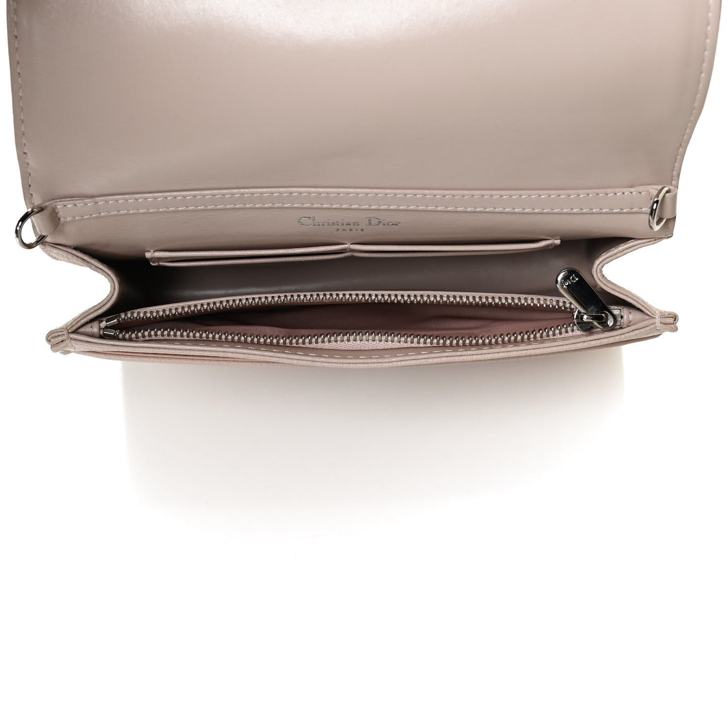 Grained Calfskin Diorama Wallet on Chain Pouch Rose Poudre