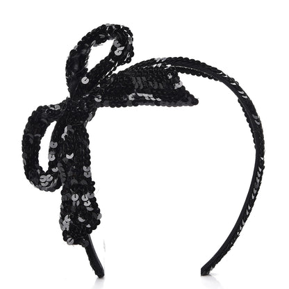 Chanel Sequin Bow Headband Black 1 of 9
