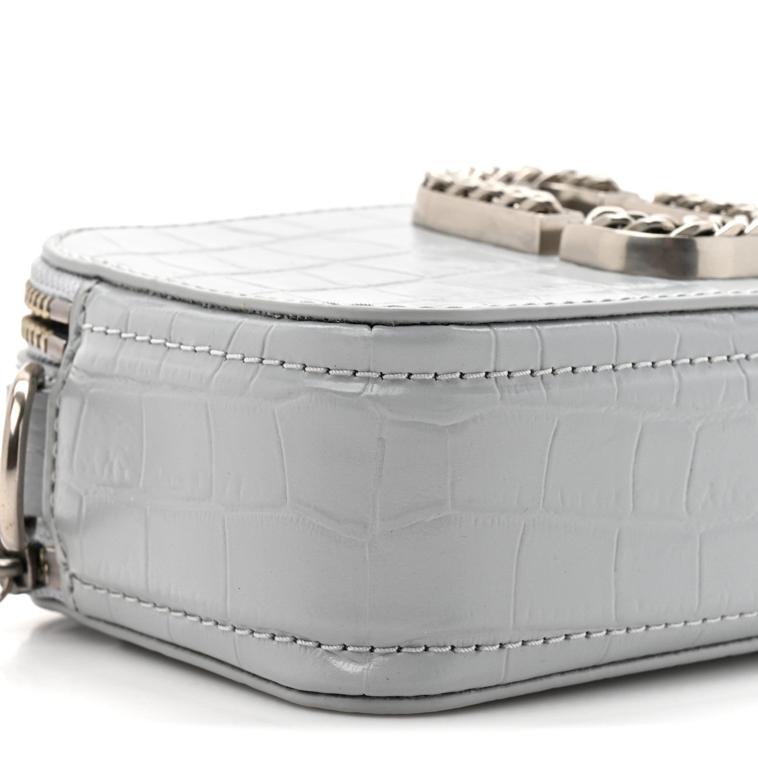 Marc Jacobs Calfskin Croc Embossed Snapshot Camera Bag Quarry