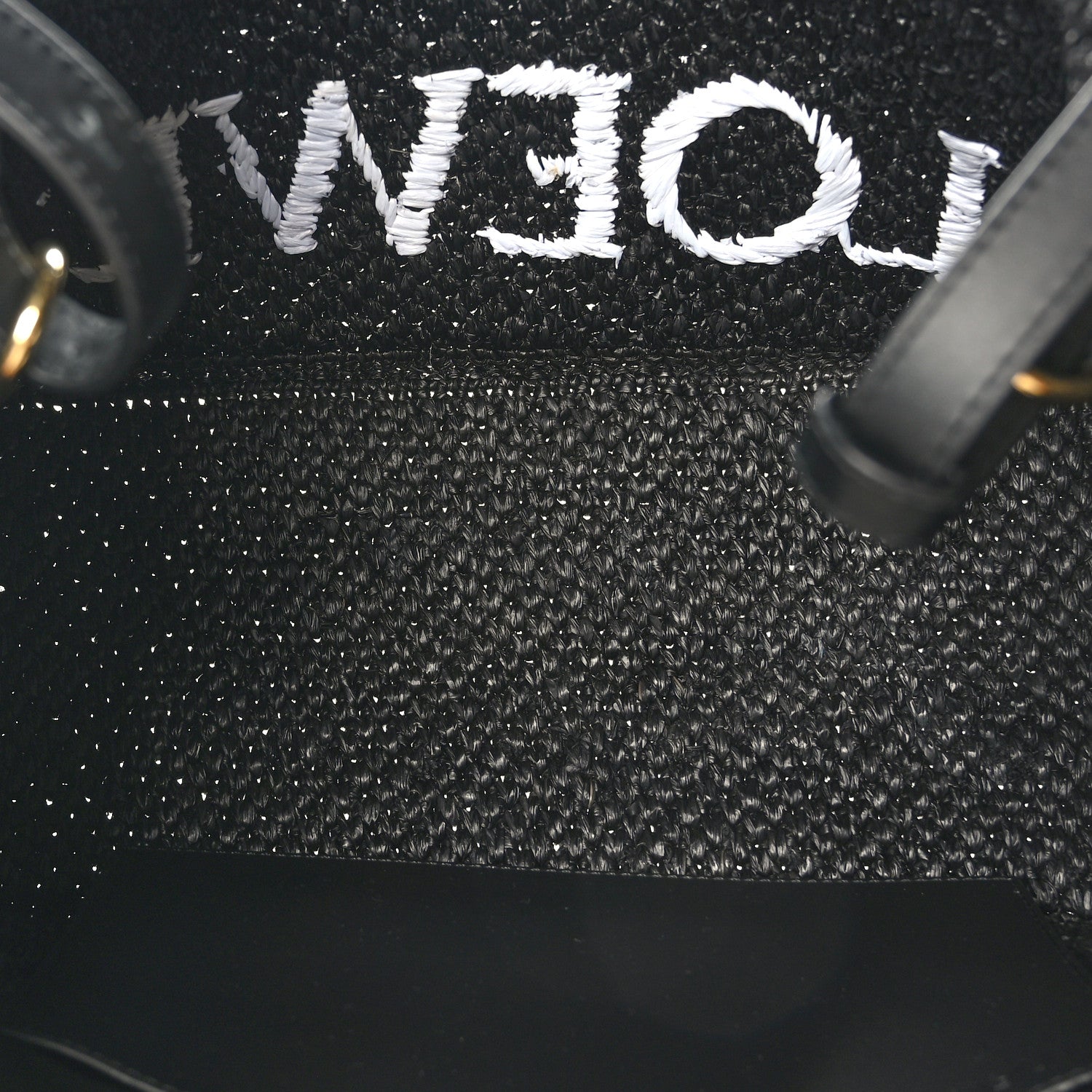 Loewe Raffia Medium Paula's Ibiza Logo Tote Black White 5 of 8