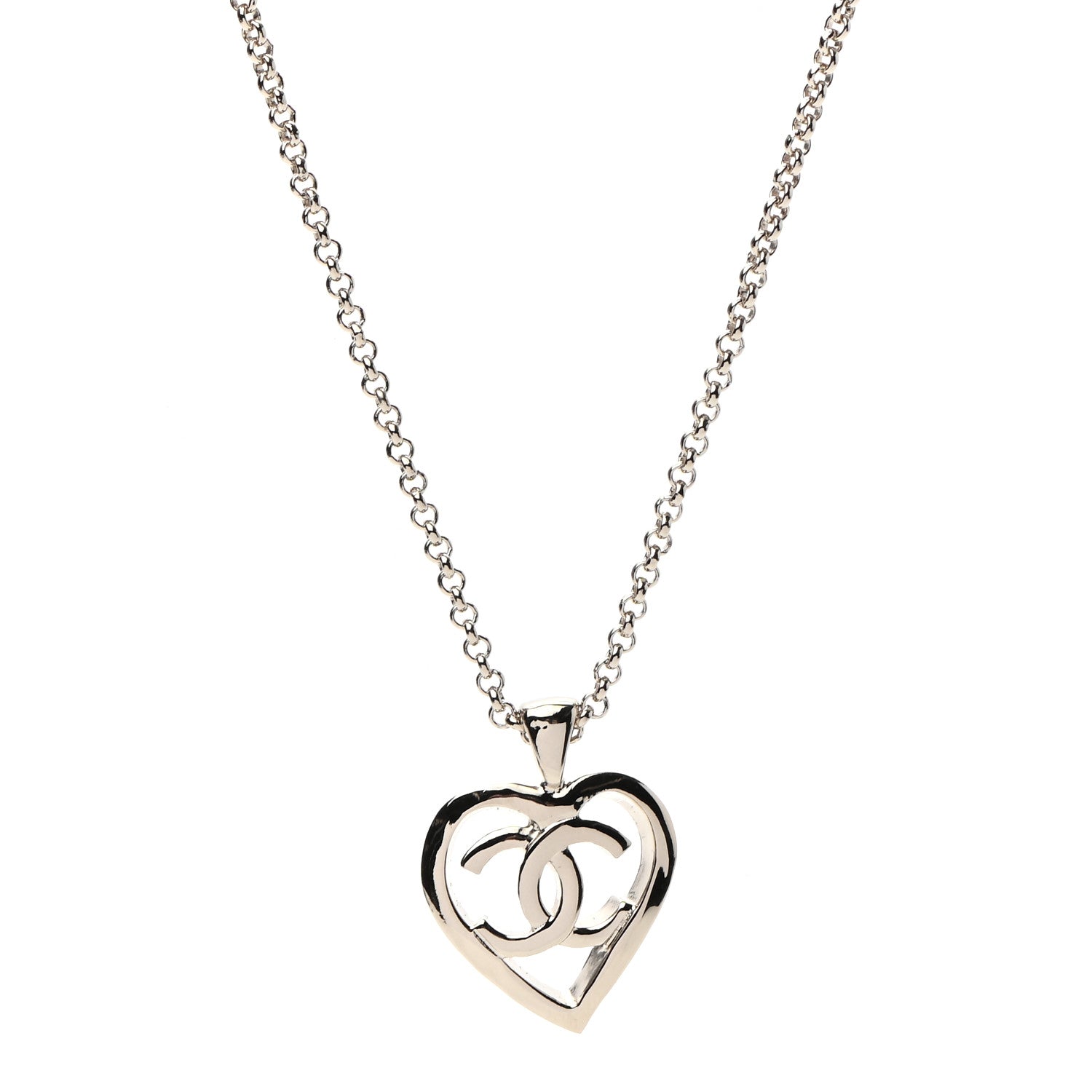 Chanel CC Heart Chain Pendant Necklace Gold 4 of 5