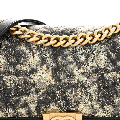 Chanel Metallic Crumpled Goatskin Medium Boy Flap Black Gold 7 of 10