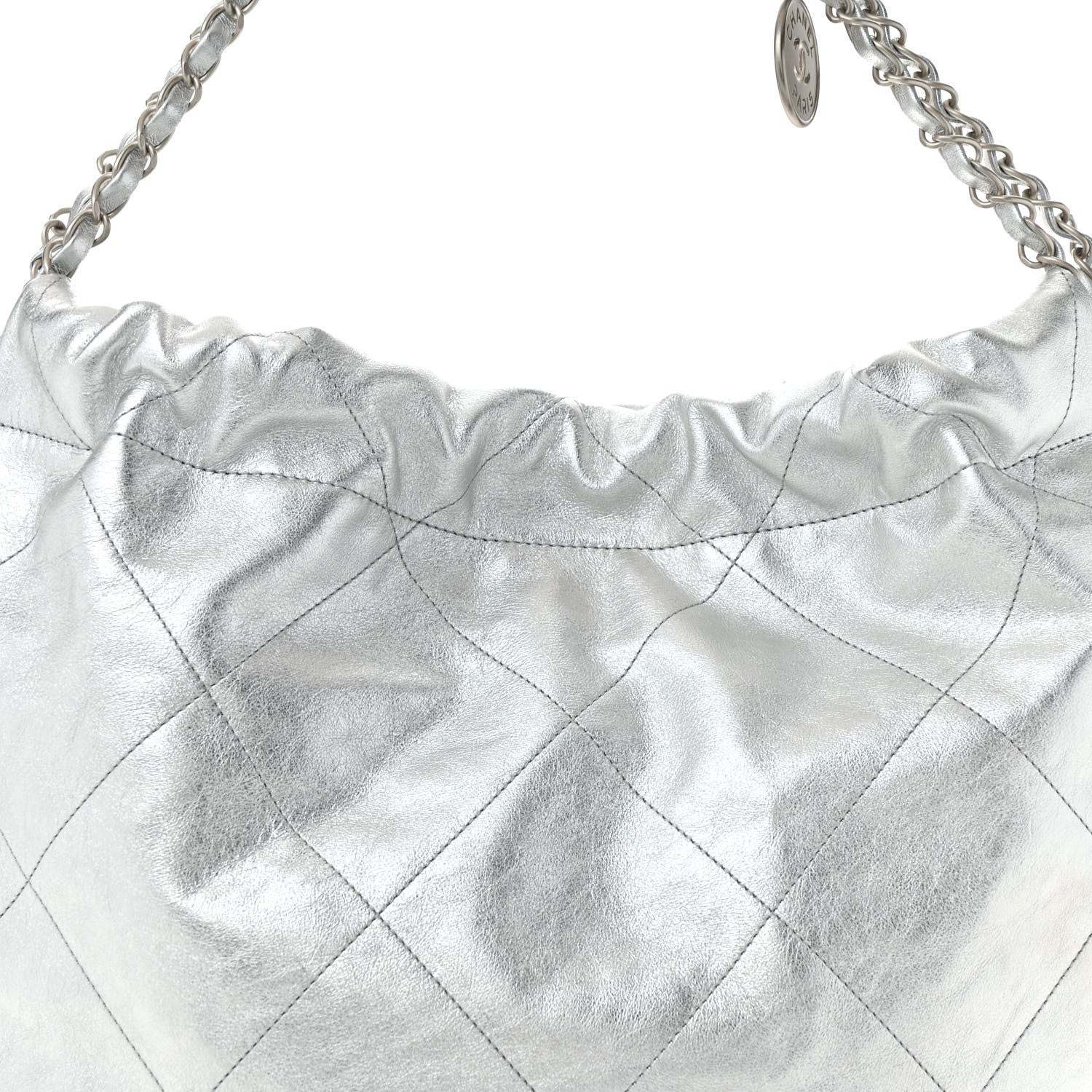 Chanel Metallic Calfskin Quilted Chanel 22 Silver 9 of 13