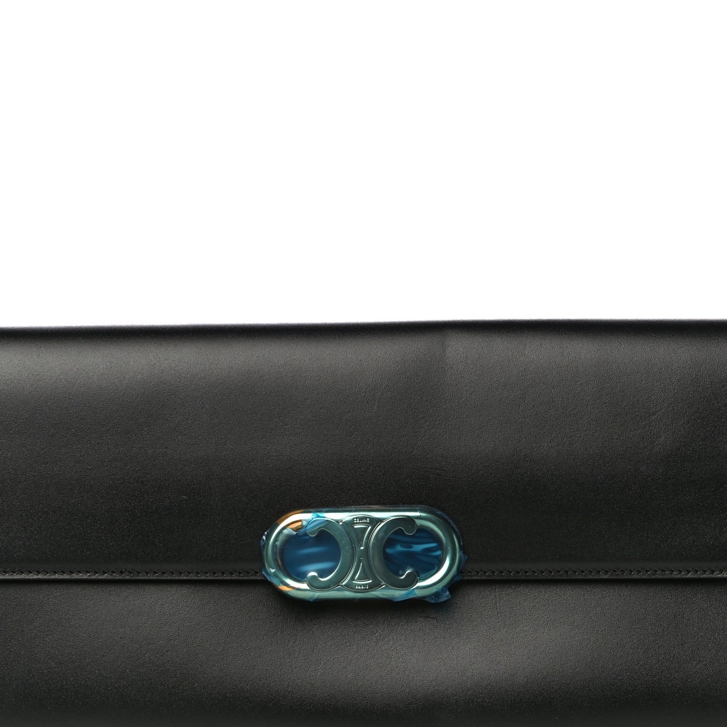 Shiny Calfskin Maillon Triomphe Clutch Black