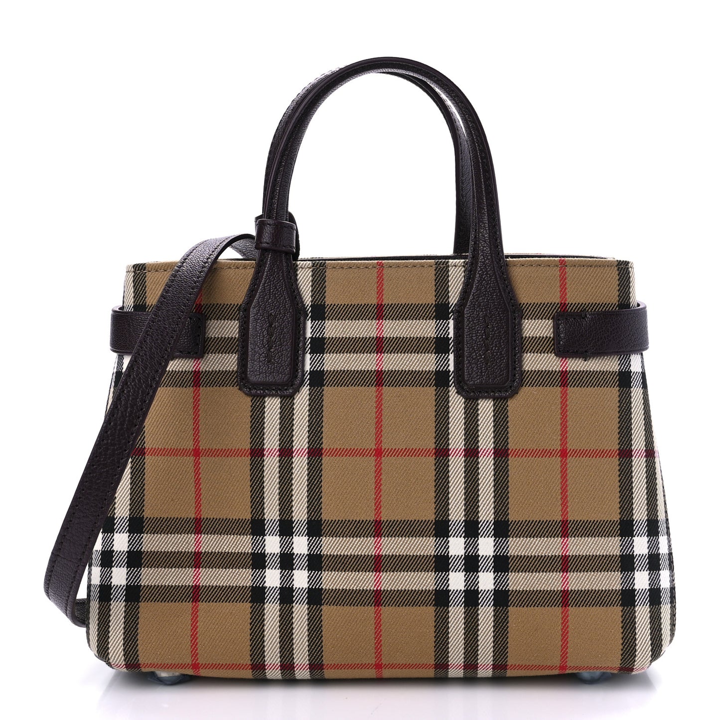Goatskin Vintage Check Small Banner Tote Deep Claret