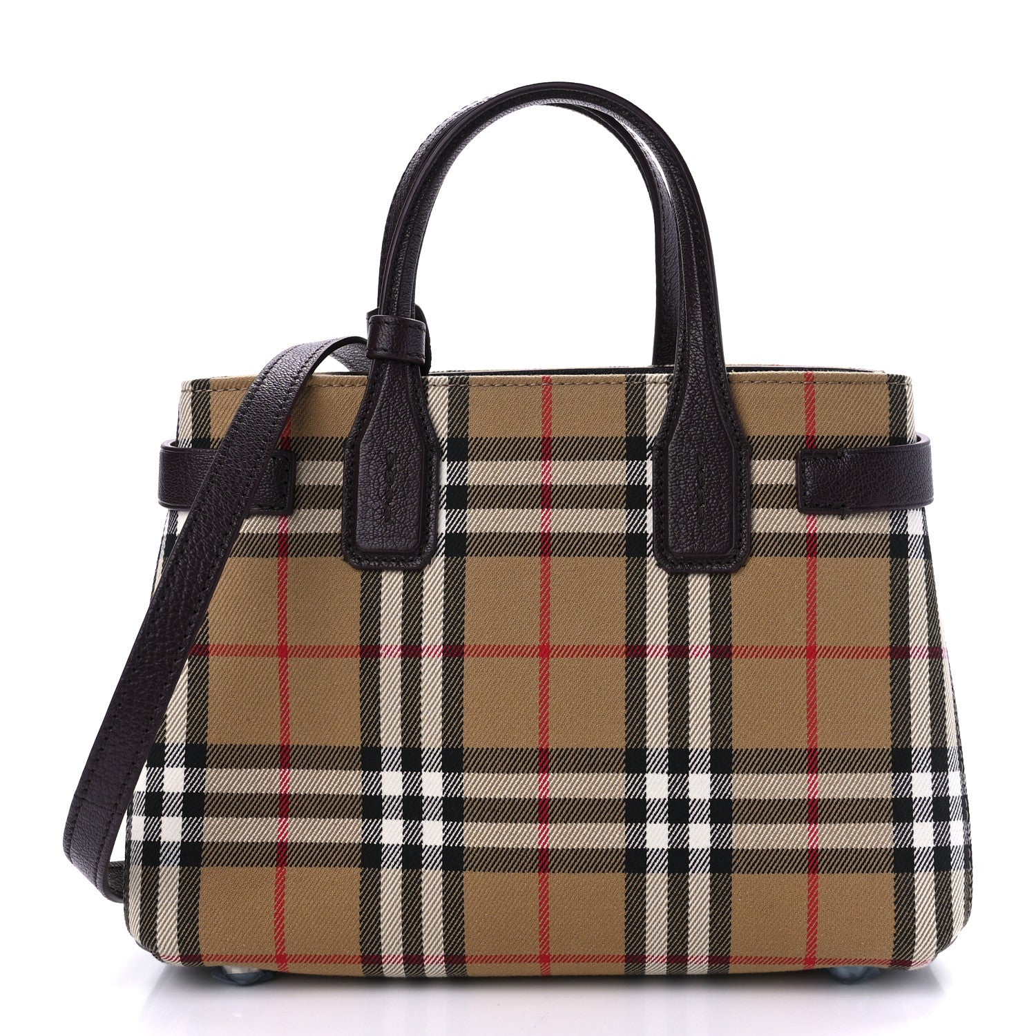 Burberry Goatskin Vintage Check Small Banner Tote Deep Claret 1 of 15