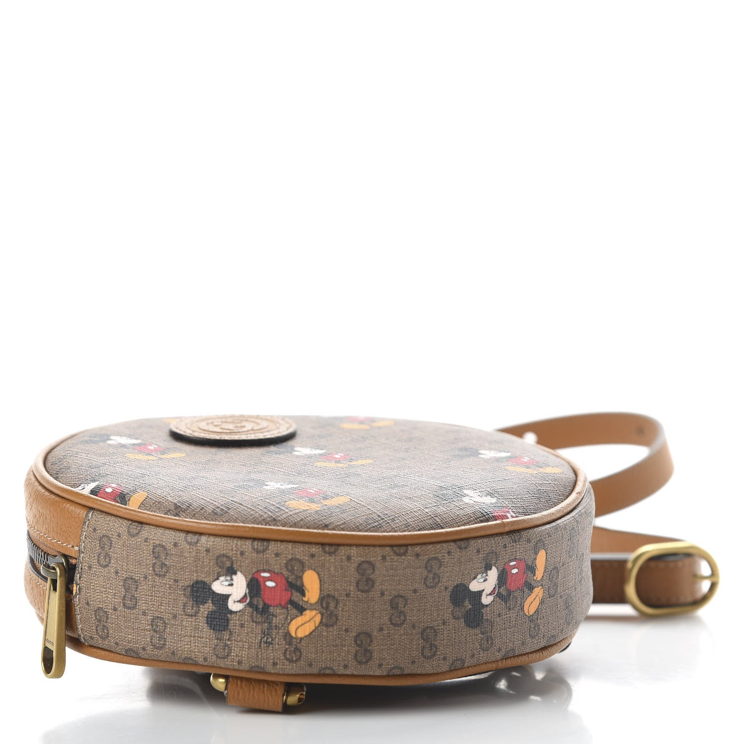 Gucci X DISNEY Mini Vintage GG Supreme Monogram Mickey Mouse Round Backpack Beige Vintage Sun Oil 3 of 9
