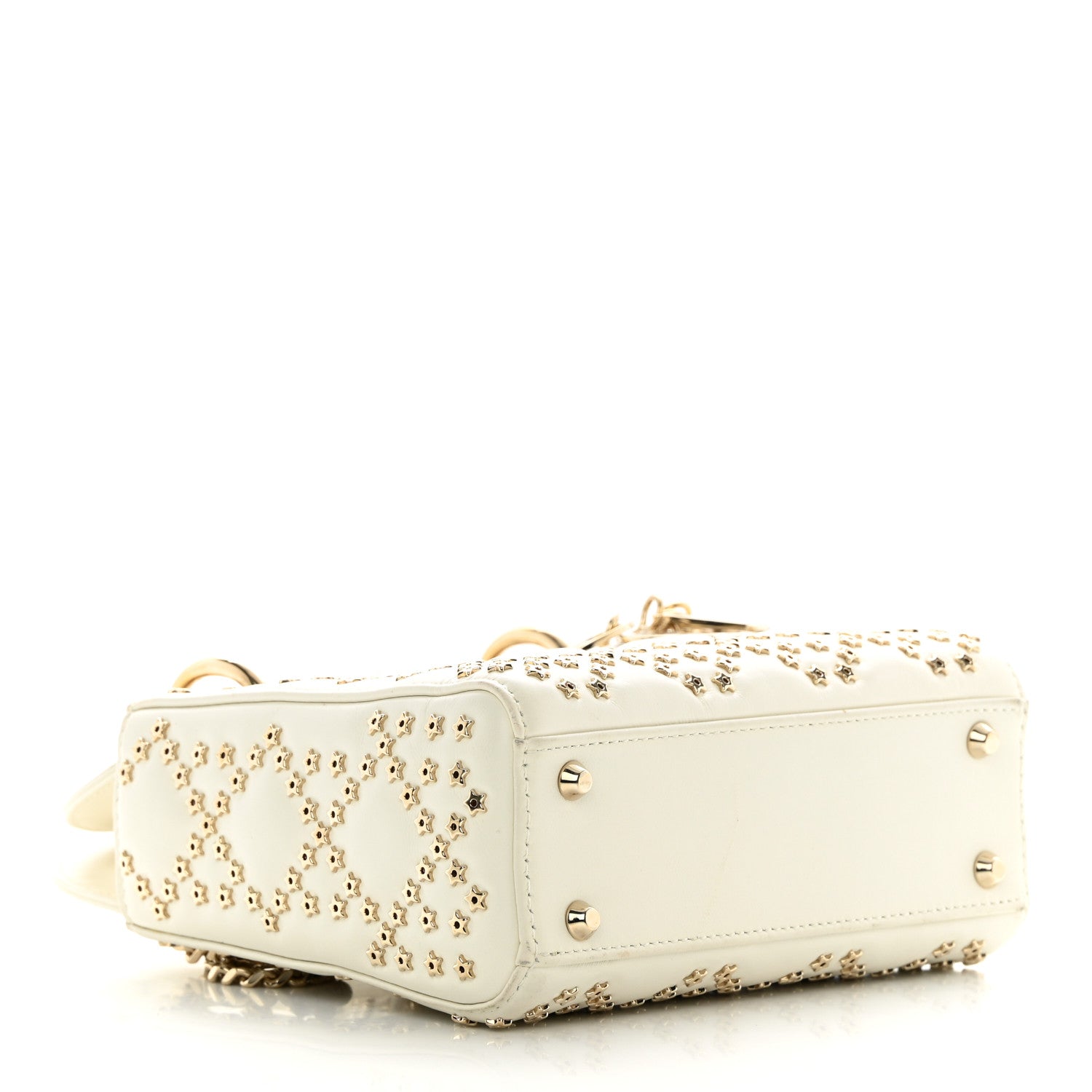 Christian Dior Lambskin Cannage Lucky Star Studded Mini Lady Dior White 4 of 17