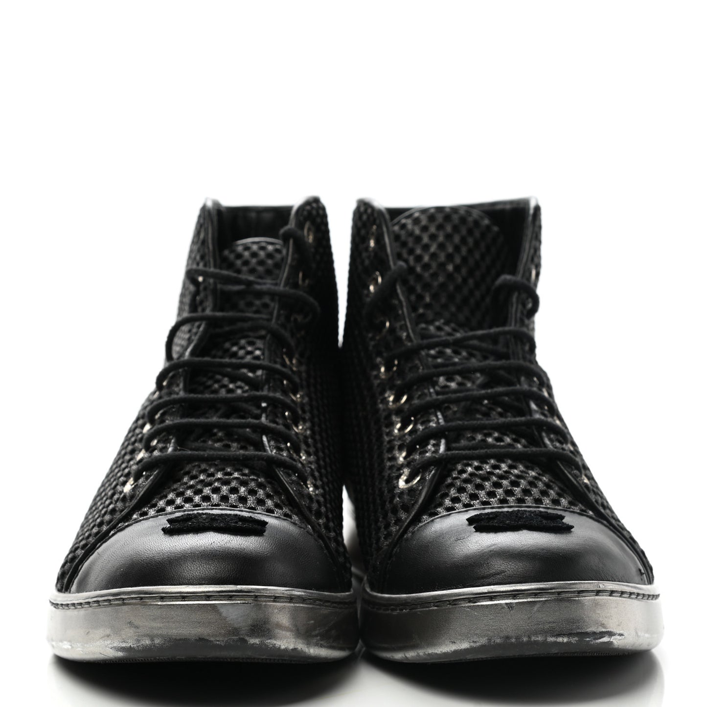 Tweed Lambskin High Top Sneakers 38.5 Black