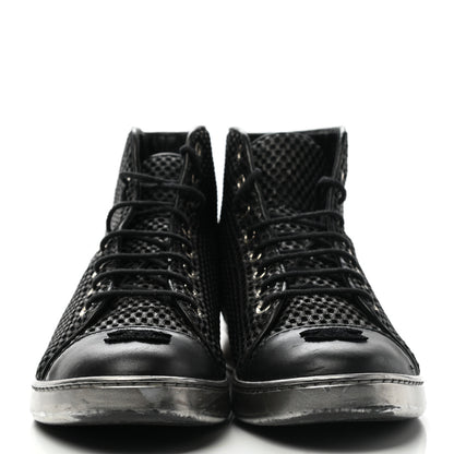Chanel Tweed Lambskin High Top Sneakers 38.5 Black 2 of 13
