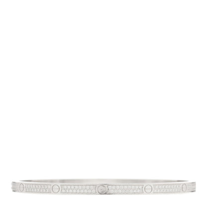 Cartier 18K White Gold Diamond Small LOVE Paved Bracelet 18 2 of 5