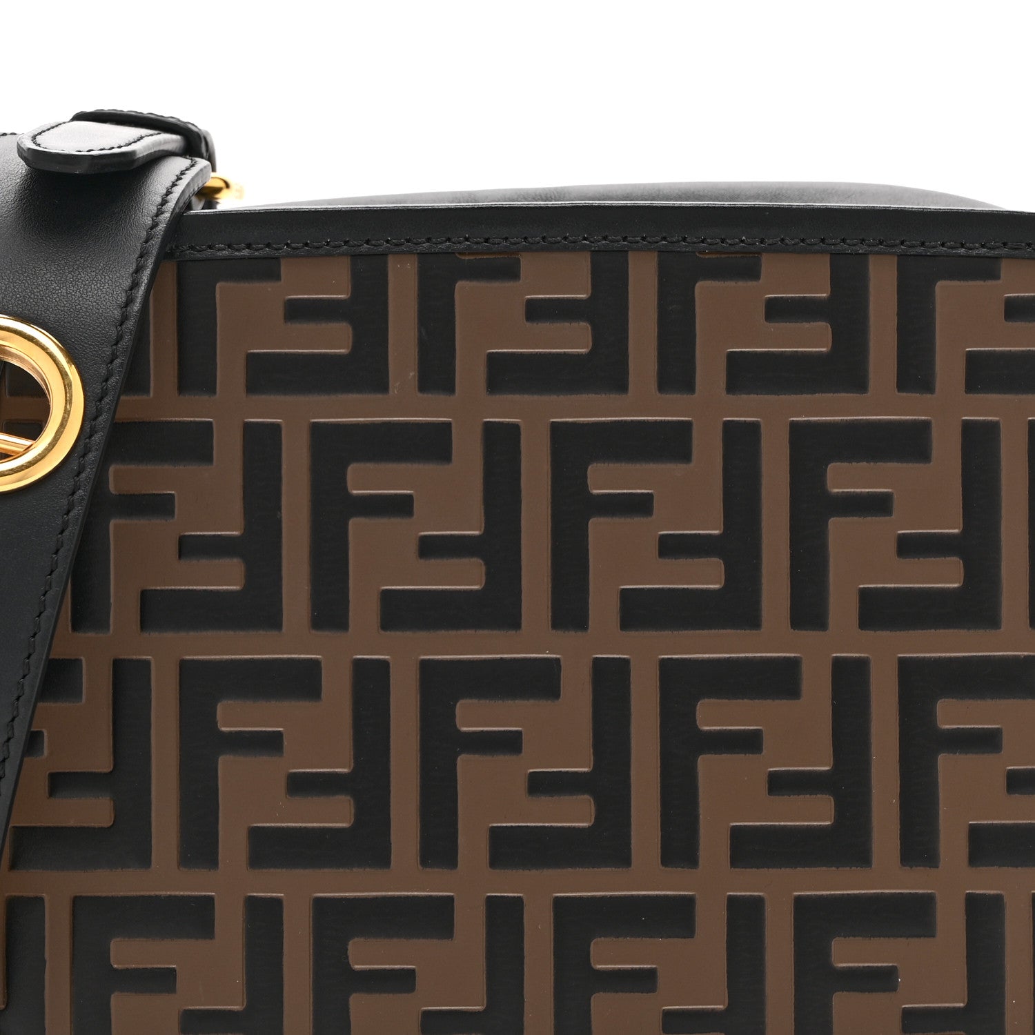 Fendi Vitello Century F is Fendi Bi-Color FF 1974 Embossed Camera Case Maya Black 9 of 11