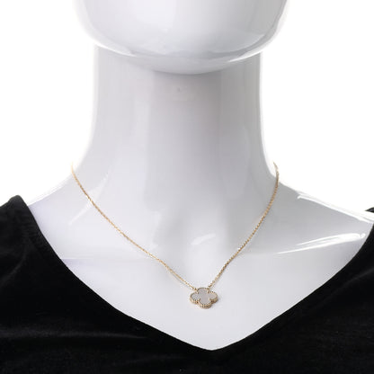 Van Cleef & Arpels 18K Yellow Gold Mother of Pearl Vintage Alhambra Pendant Necklace 2 of 7