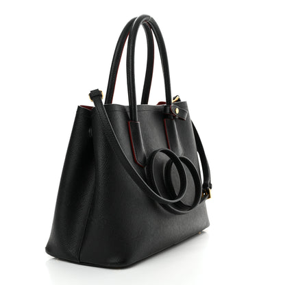 Prada Saffiano Cuir Small Double Bag Black Fuoco 3 of 16
