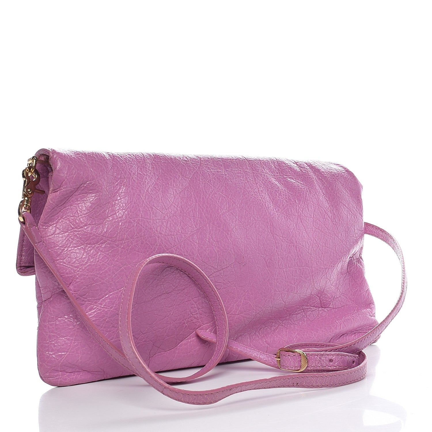 Balenciaga Agneau Giant 12 Gold Hardware Envelope Strap Clutch Rose Berlingot 3 of 11