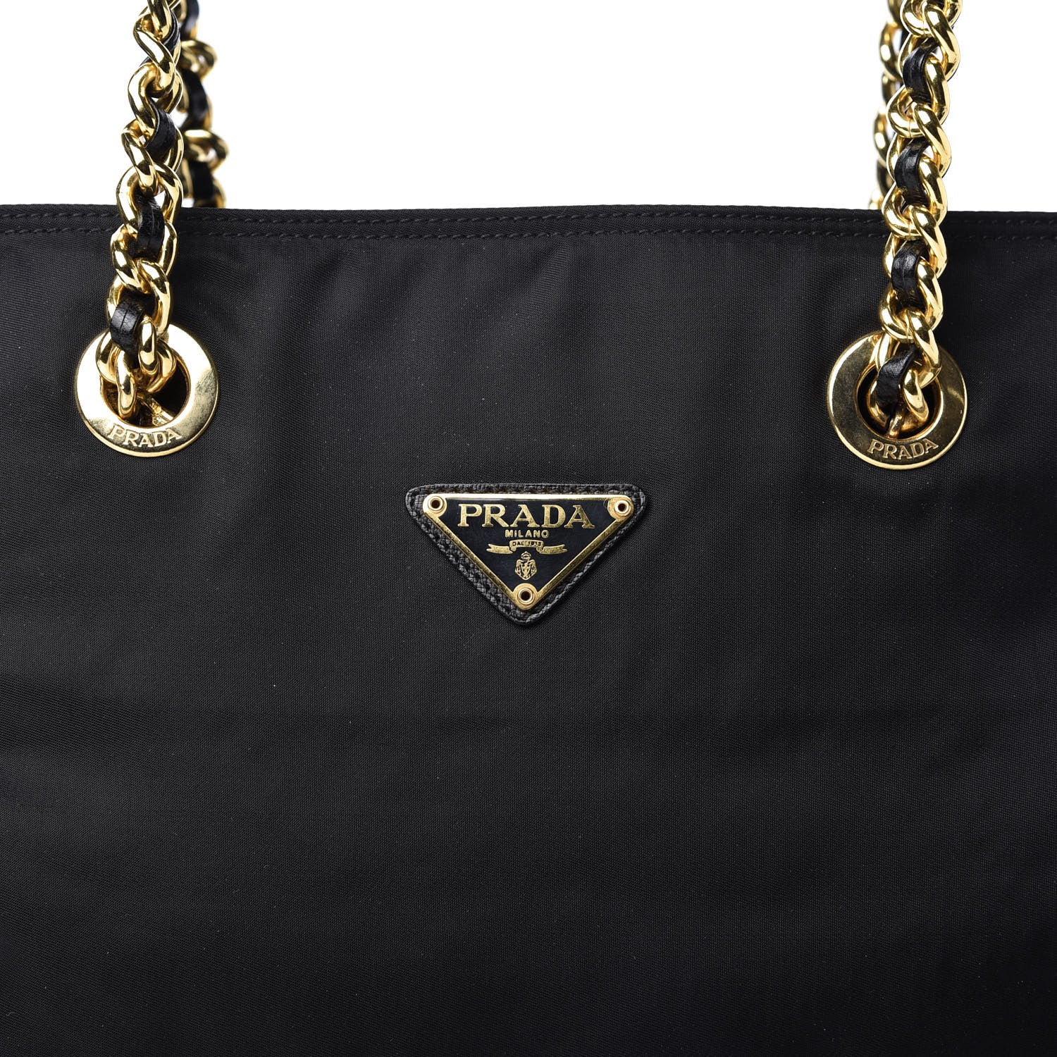 Prada Tessuto Nylon Impunture Chain Shopping Tote Black 10 of 10