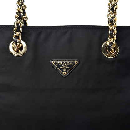 Prada Tessuto Nylon Impunture Chain Shopping Tote Black 10 of 10