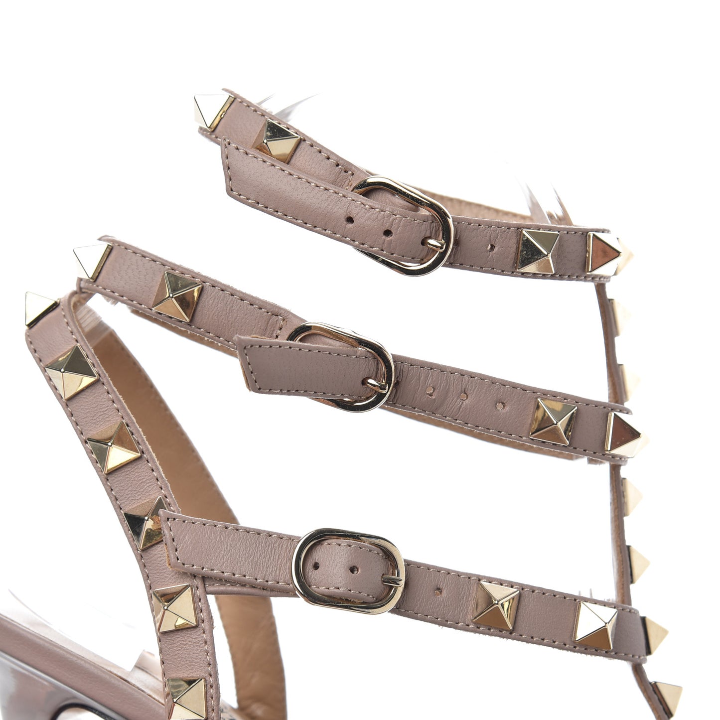 Patent Nappa Rockstud Ankle Strap 65mm Pumps 35.5 Pastel Grey Poudre