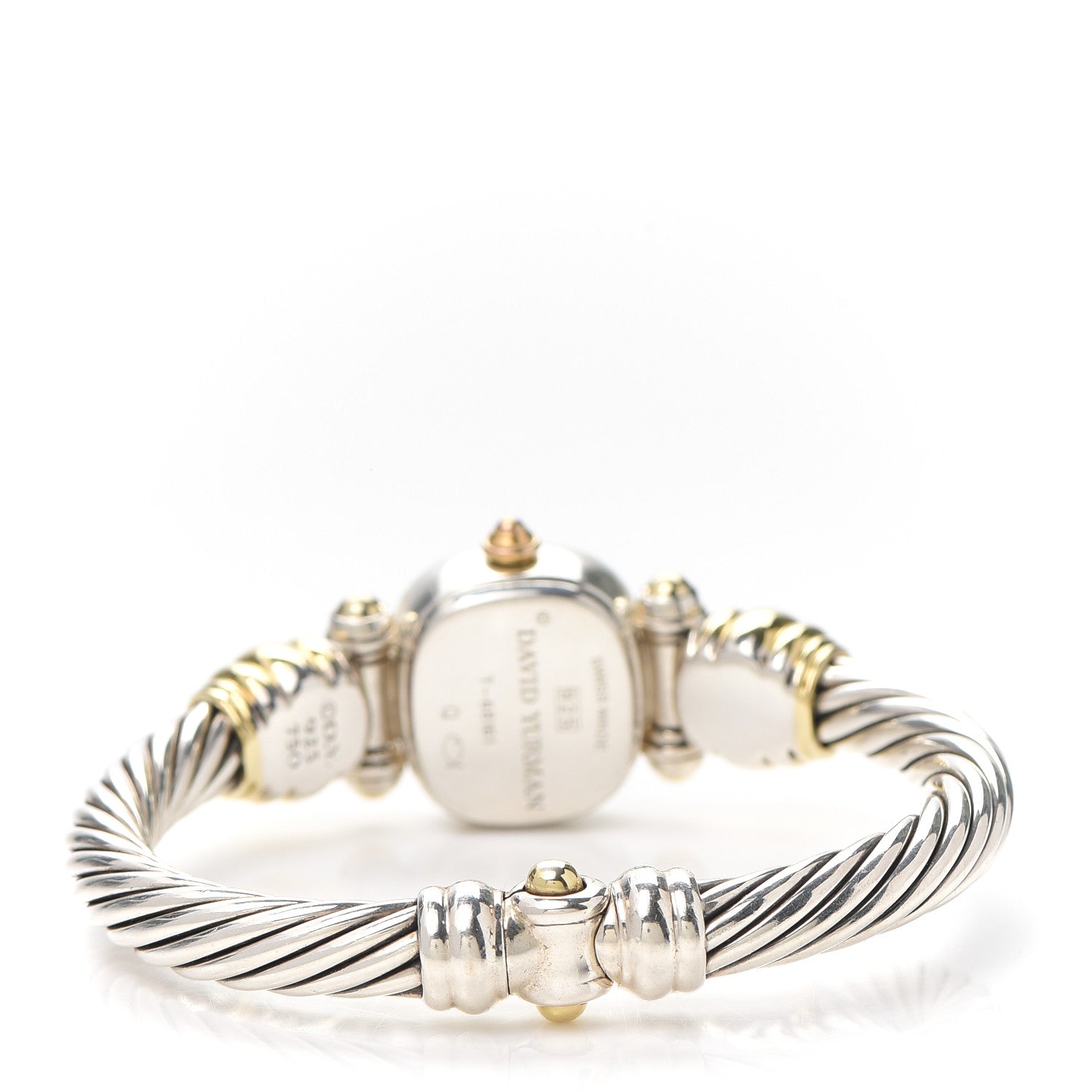David Yurman Sterling Silver 18K Yellow Gold Diamond Mother of Pearl 21mm Classic Cable Quartz Watch 3 of 5