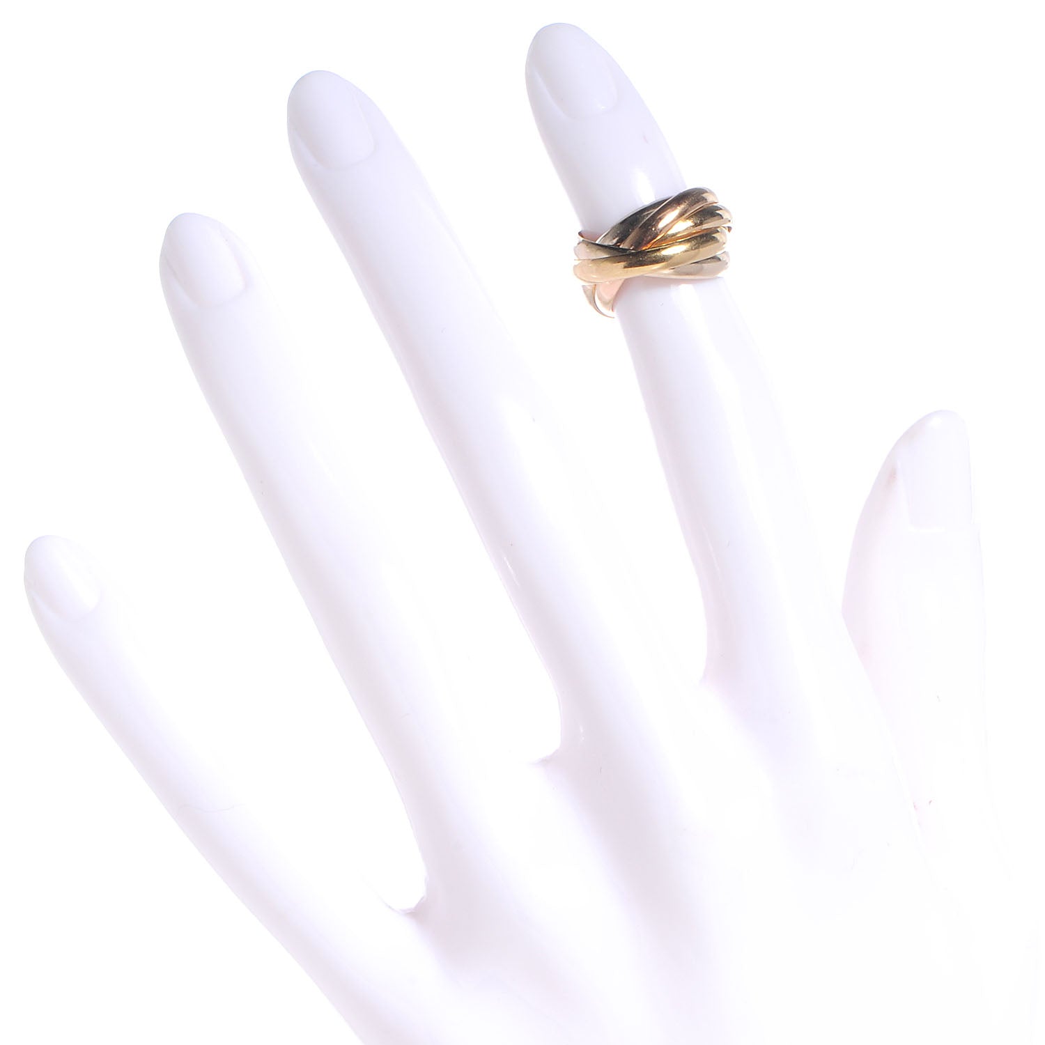 Cartier 18K Pink White Yellow Gold 5 Band Trinity Ring 46 US 3.75 2 of 5