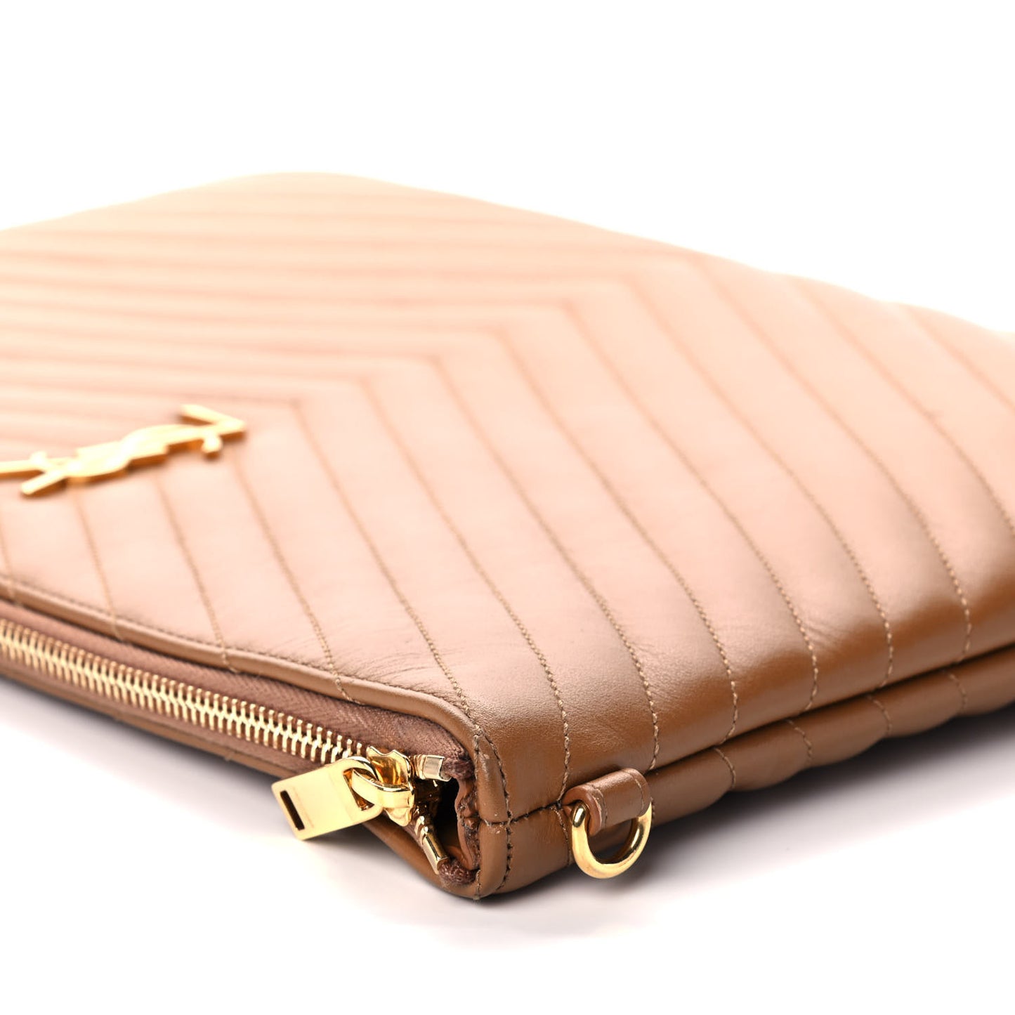 Calfskin Matelasse Chevron Monogram Document Holder Naturel Dark
