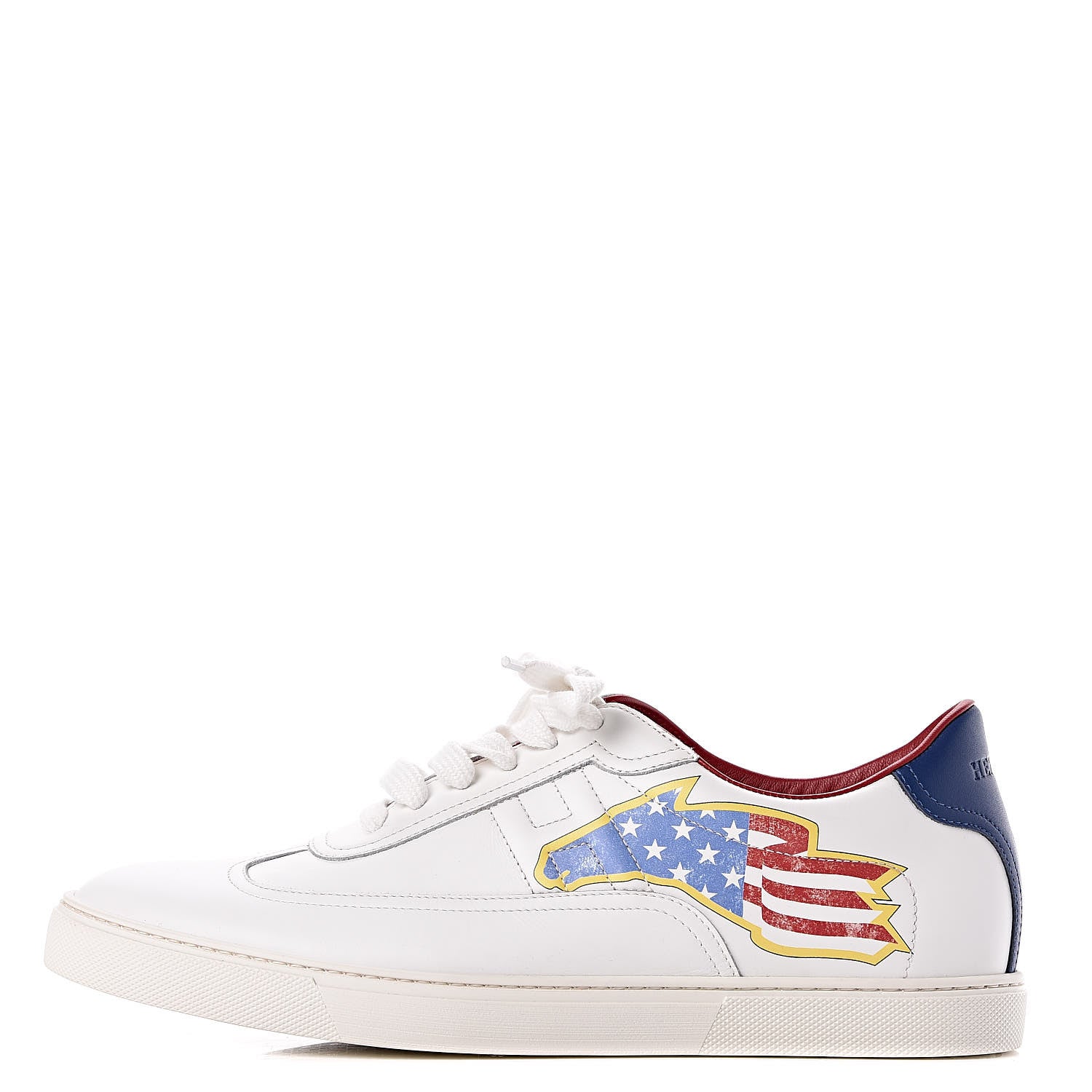Hermes Calfskin Printed Mens Quicker Sneakers 43.5 White 1 of 9